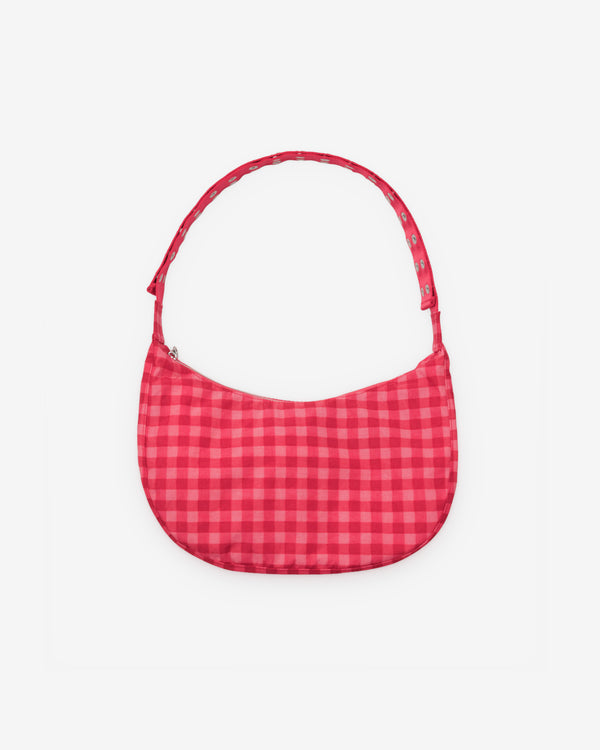 Molly Goddard - Baggu Popper Strap Medium Crescent Bag - (Ruby Gingham)