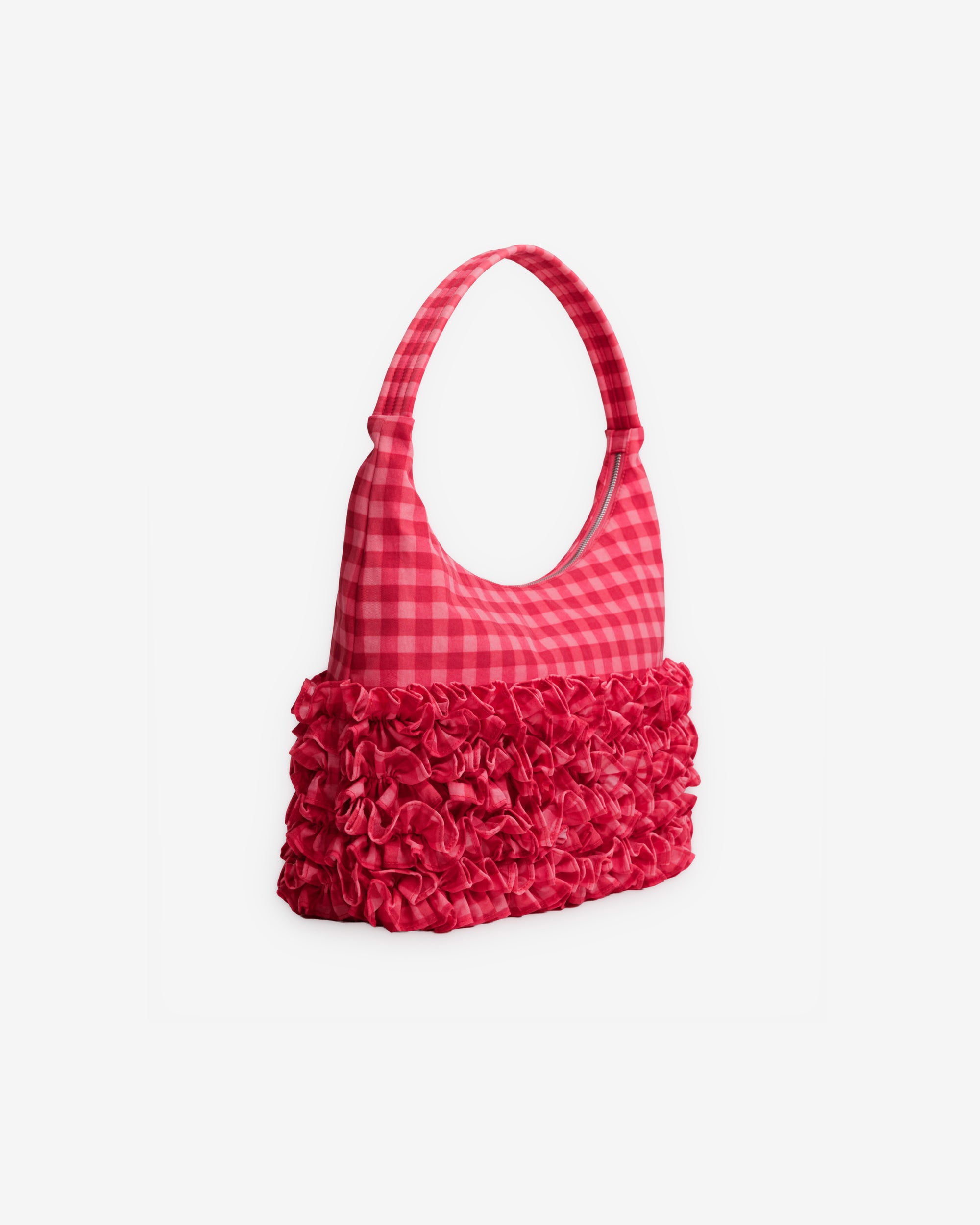 Molly Goddard - Baggu Ruffle Shoulder Bag - (Ruby Gingham) view 2, Click to Zoom in