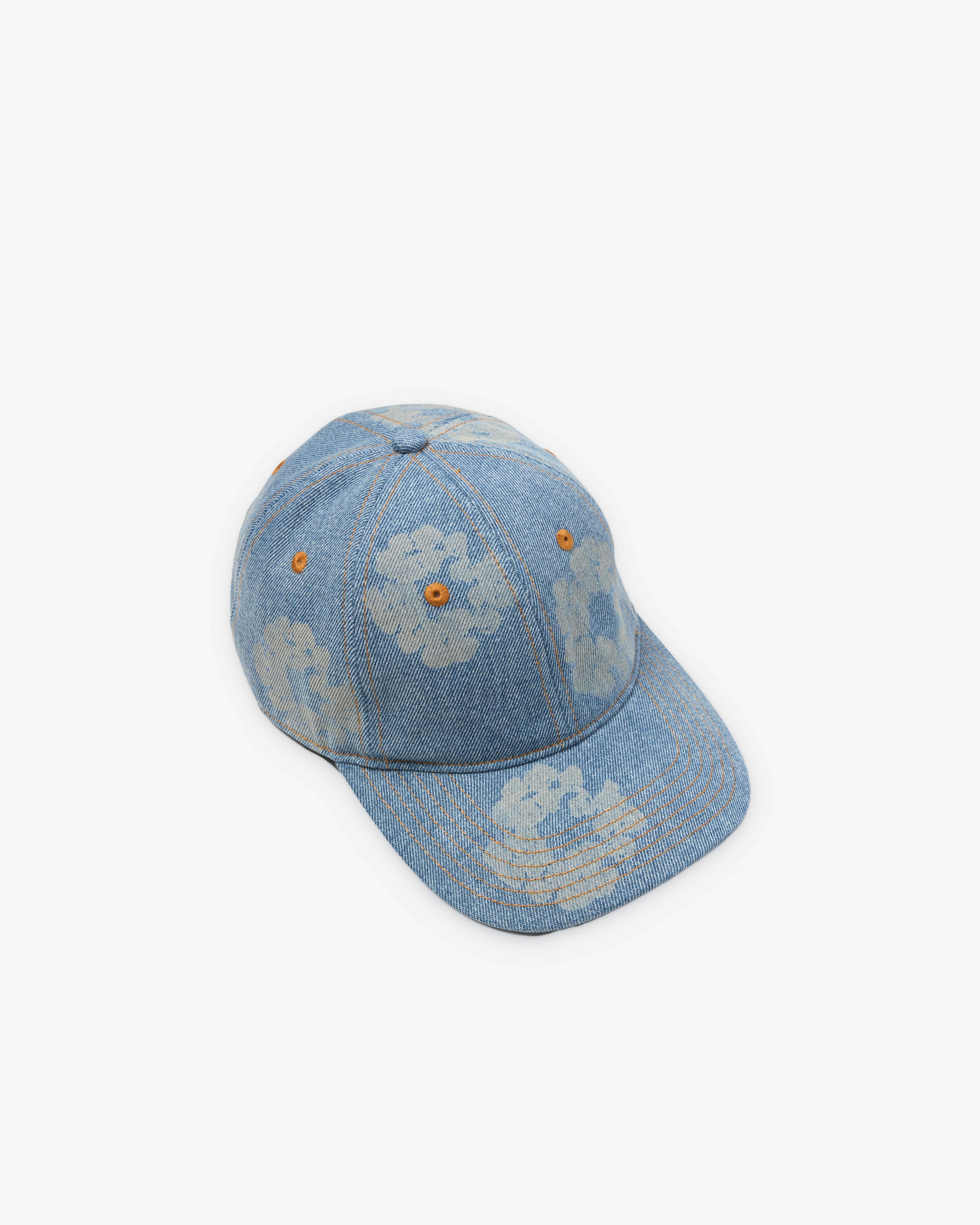 Denim Tears: Men's Mono Cotton Wreath Raw Denim Cap (Light Wash