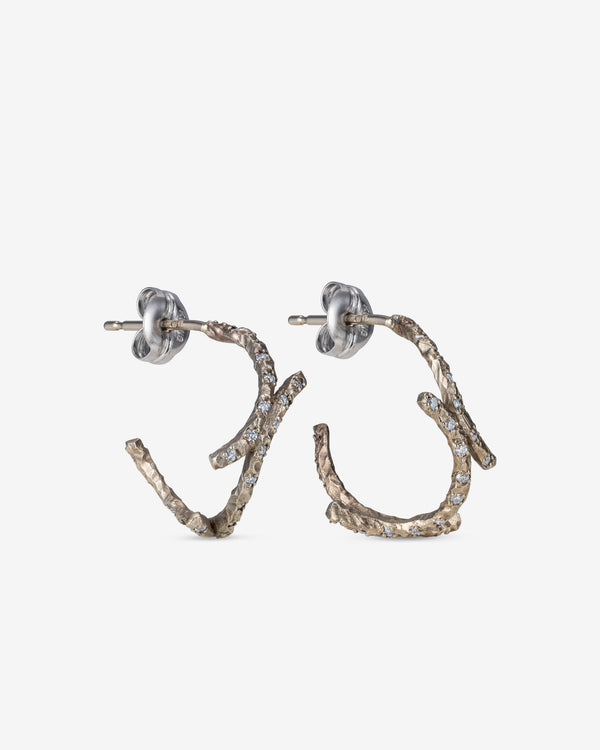 Noguchi Bijoux  - Curved Hoop Earrings -  (White Gold)