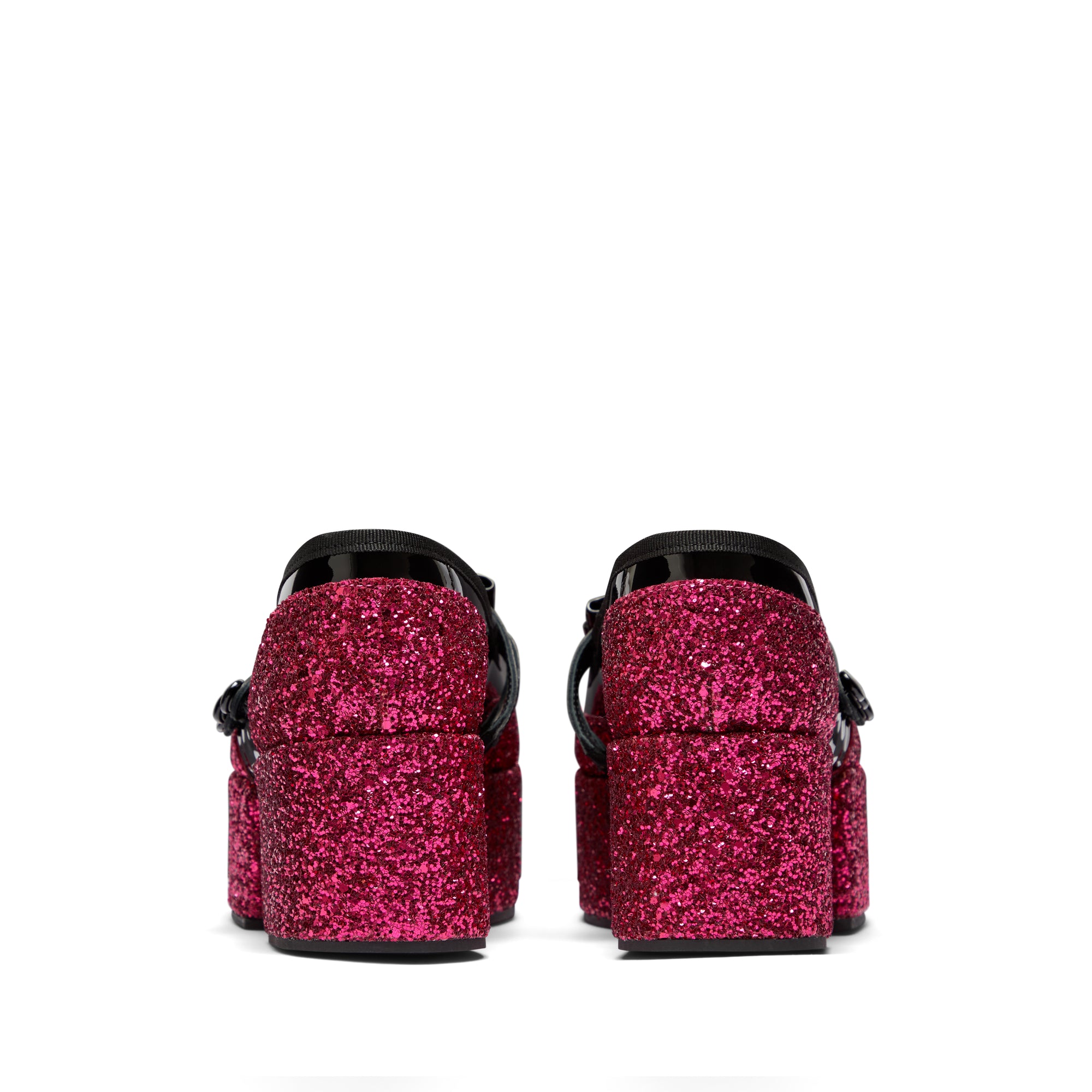 Noir Kei Ninomiya - Repetto Glitter Strapped Platform Mary Janes - (Black/Pink) view 4