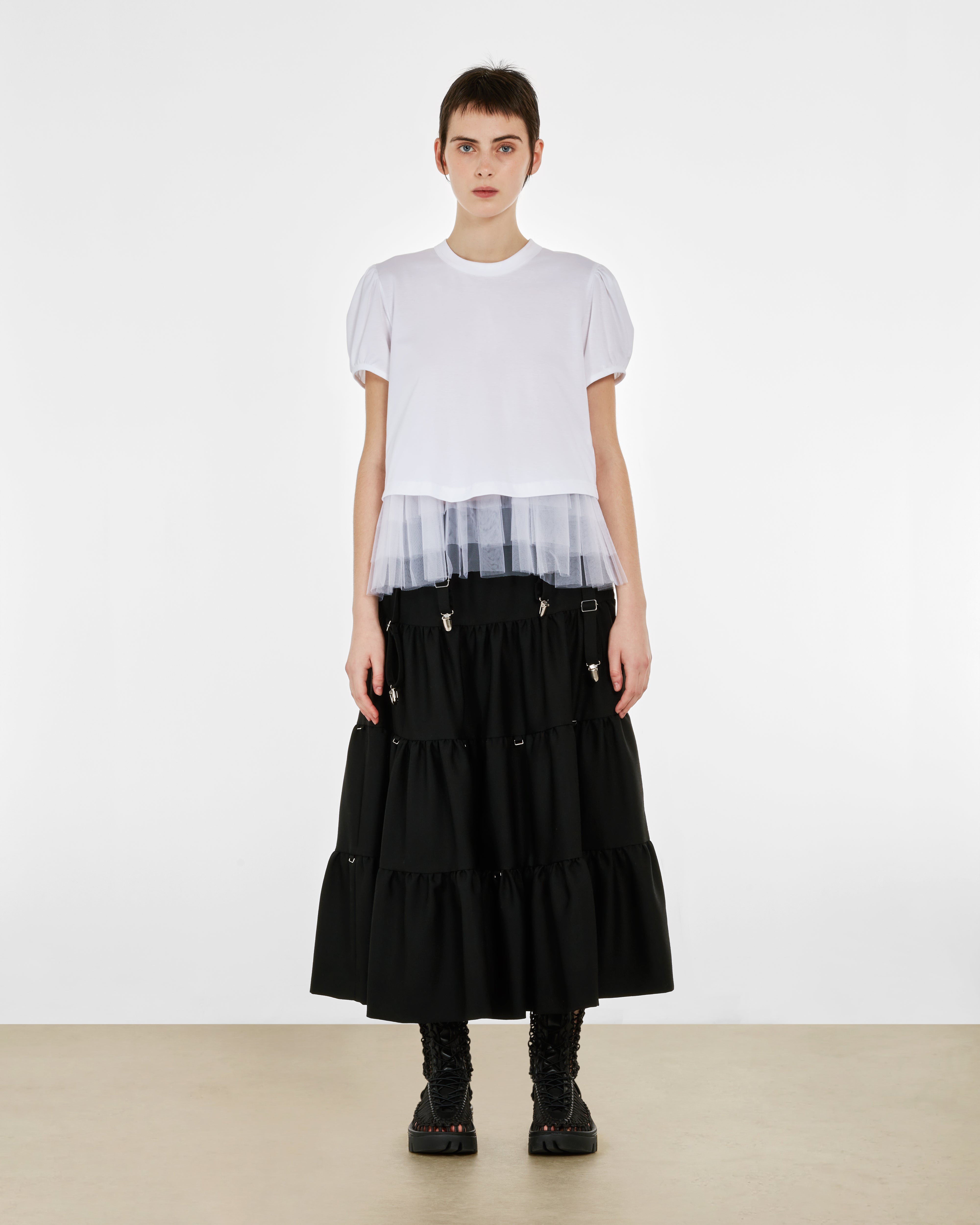 Noir Kei Ninomiya - Women's Tulle Layered T-Shirt - (White)