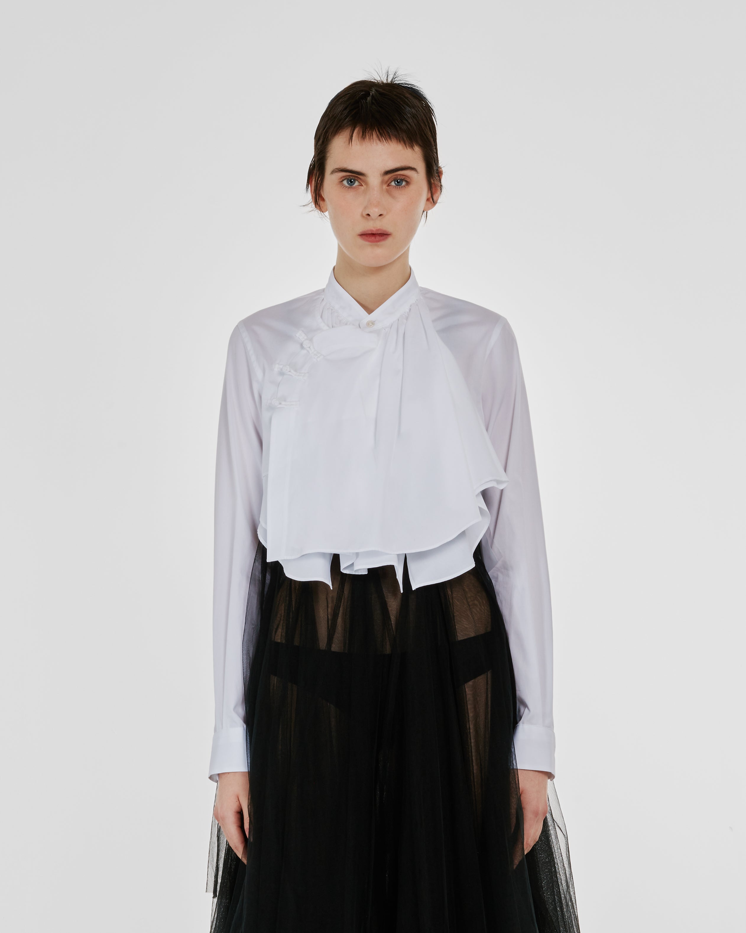 Noir Kei Ninomiya - Women's Cropped Collarless Shirt - (White)