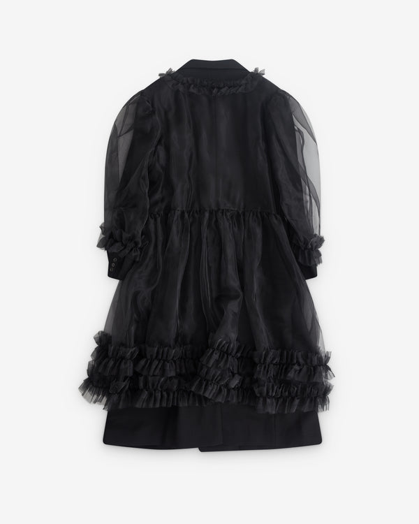 Noir Kei Ninomiya - Women’s Double Breasted Tulle Overlay Coat - (Black)