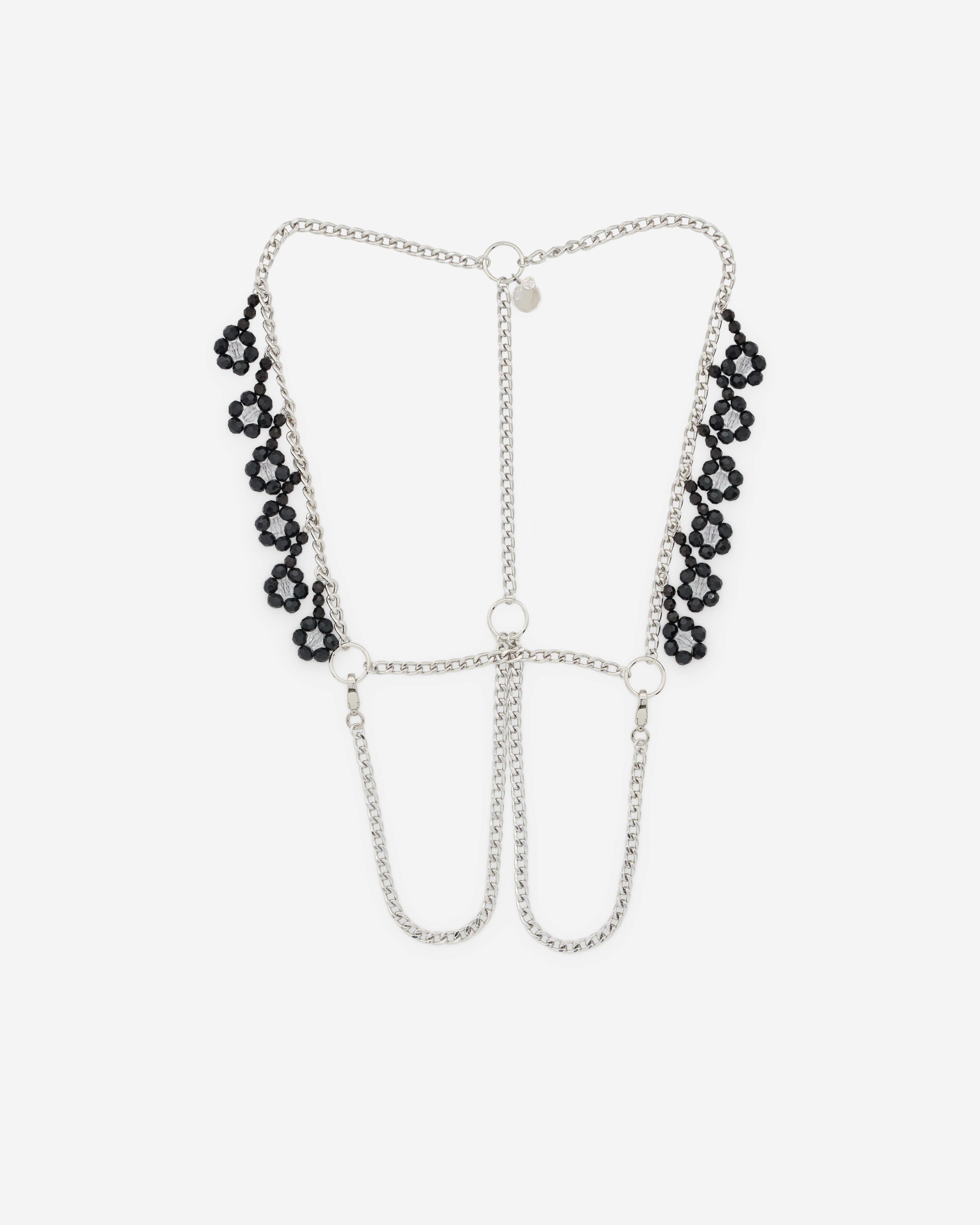 Noir Kei Ninomiya: Women's Beaded Charm Harness (Black/Silver Noir Kei Ninomiya: Women's Beaded Charm Harness (Black/Silver