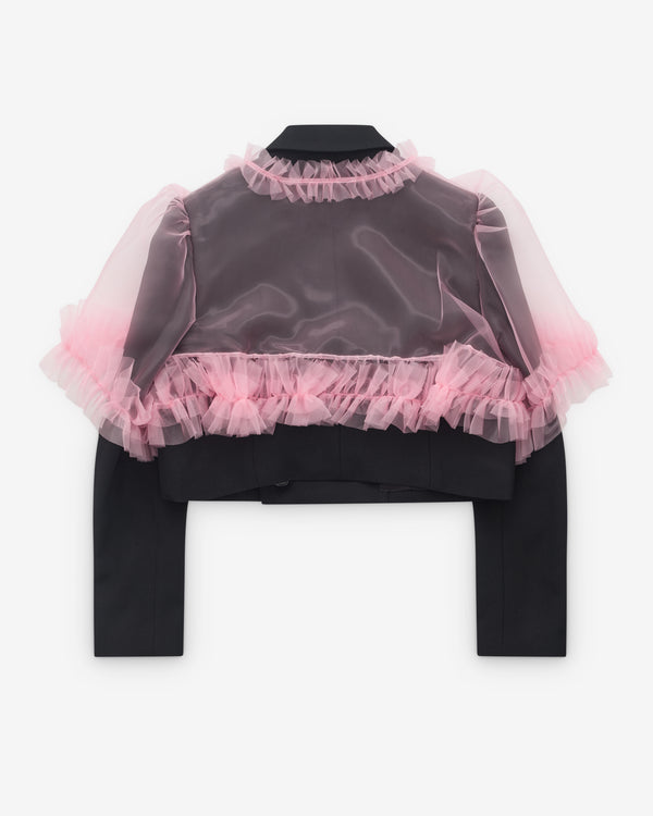 Noir Kei Ninomiya - Women’s Tulle Overlay Cropped Blazer - (Pink/Black)
