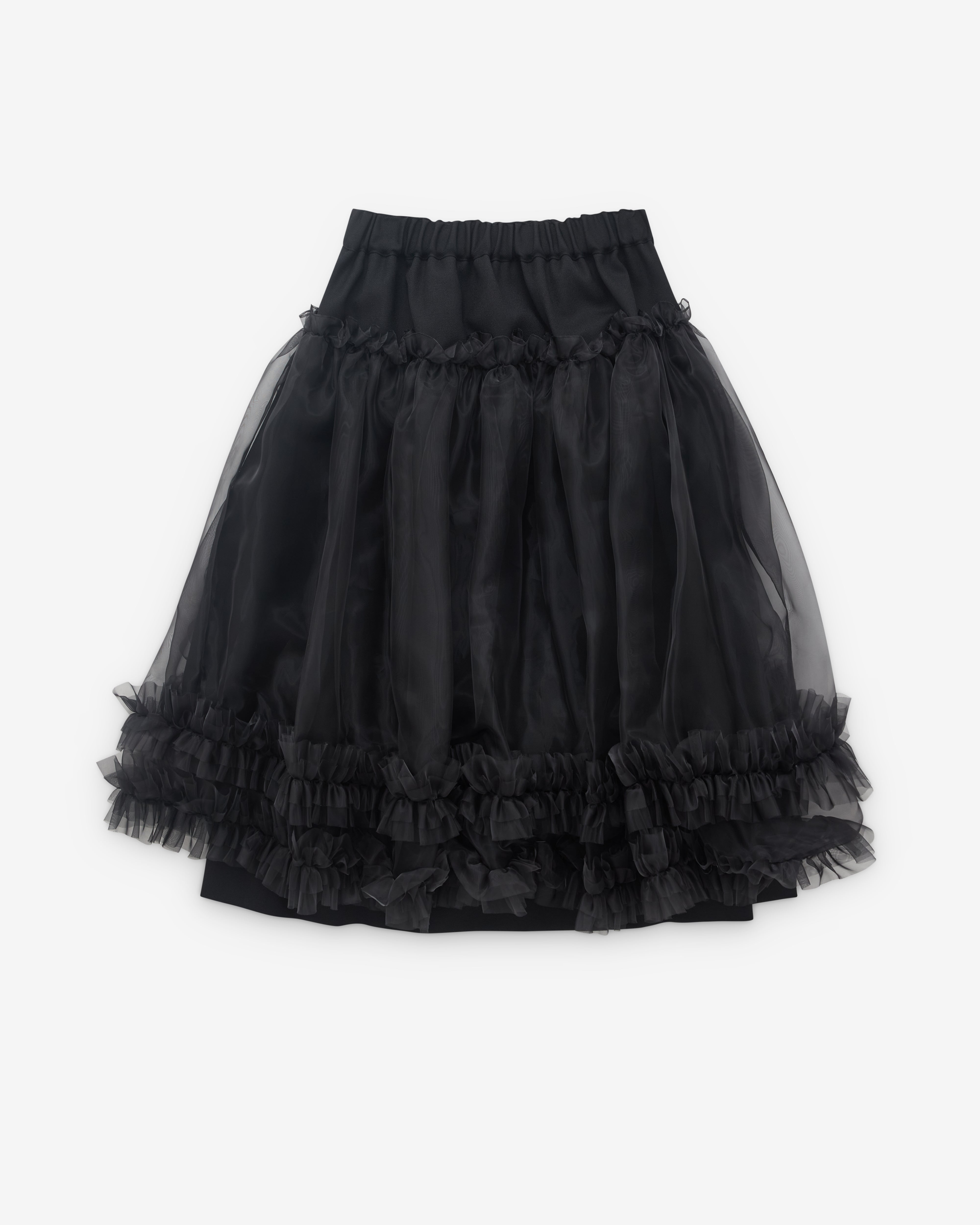 Noir Kei Ninomiya: Women's Tulle Overlay Skirt (Black) | DSML E-SHOP