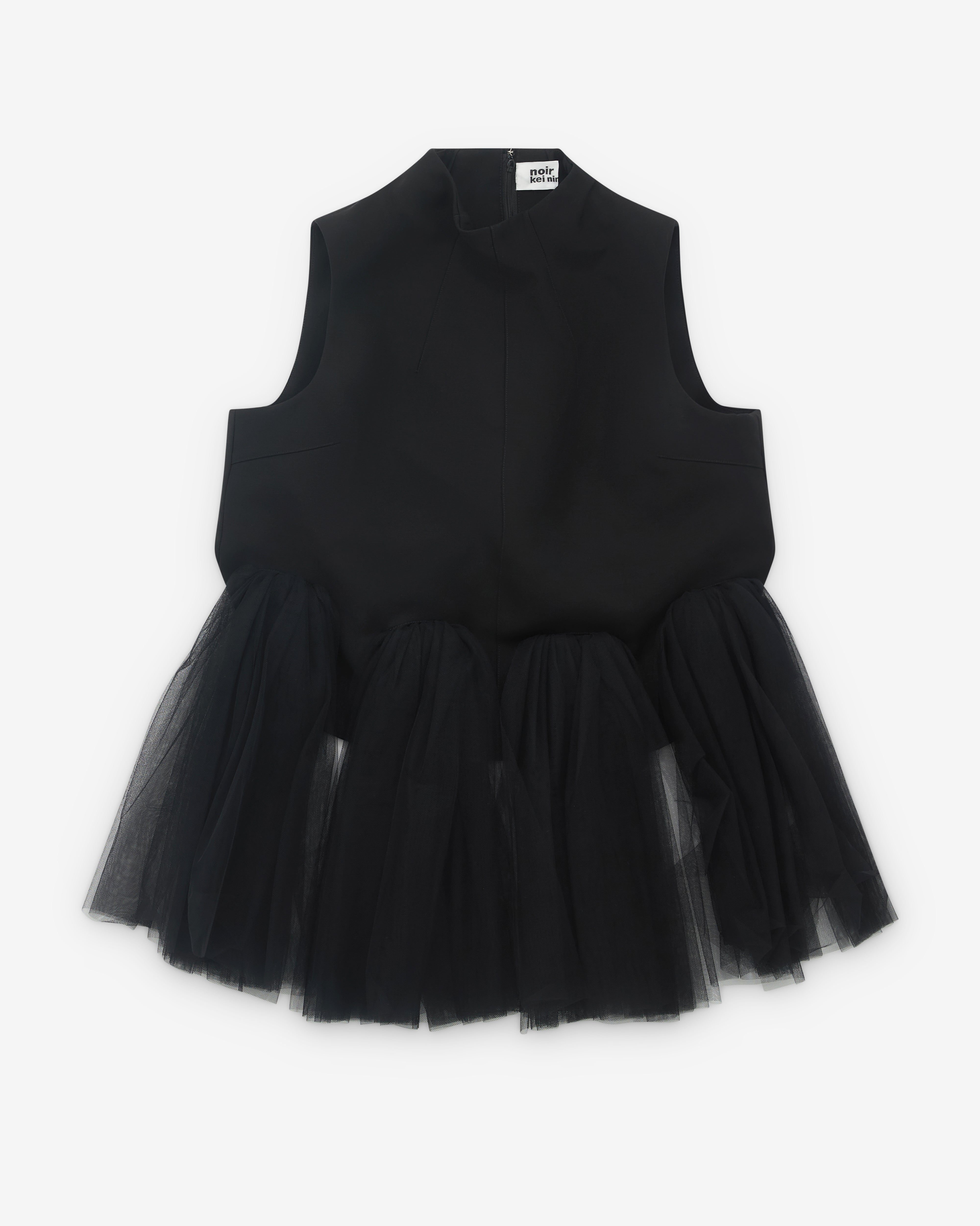 Noir Kei Ninomiya: Women's Tulle Trim Top (Black) | Dover Street