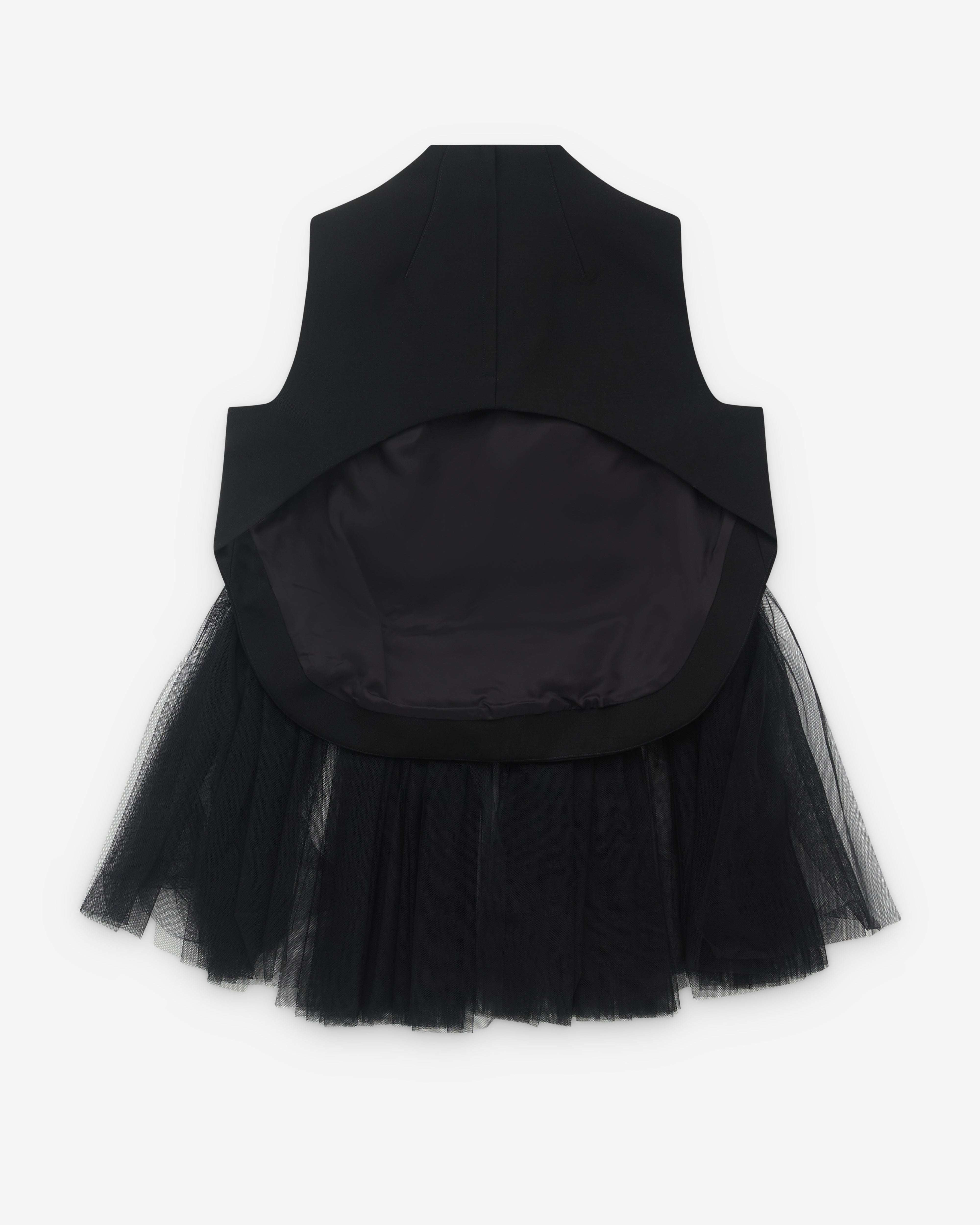 Noir Kei Ninomiya: Women's Tulle Trim Top (Black) | Dover Street