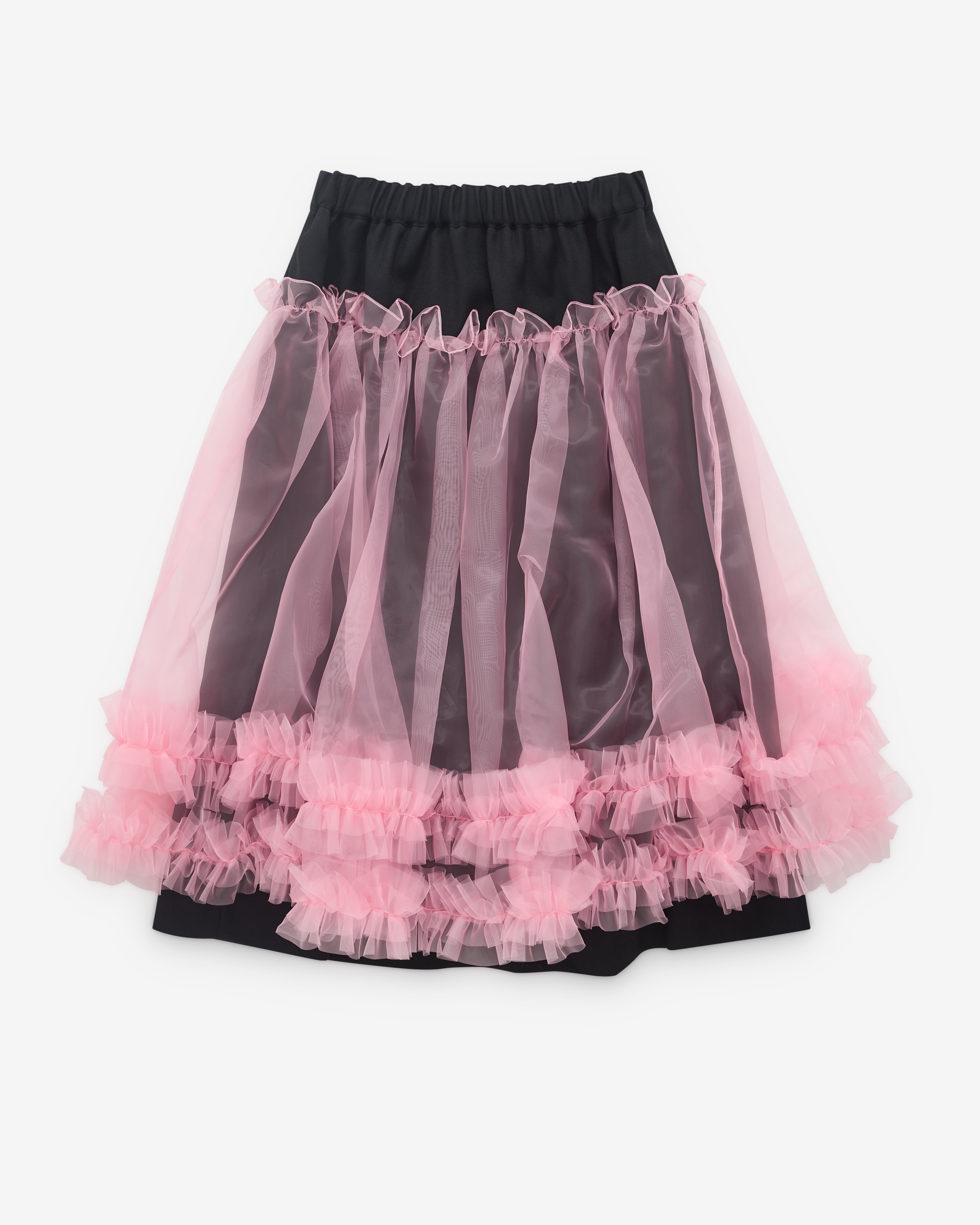 Noir Kei Ninomiya: Women's Tulle Overlay Skirt (Black/Pink