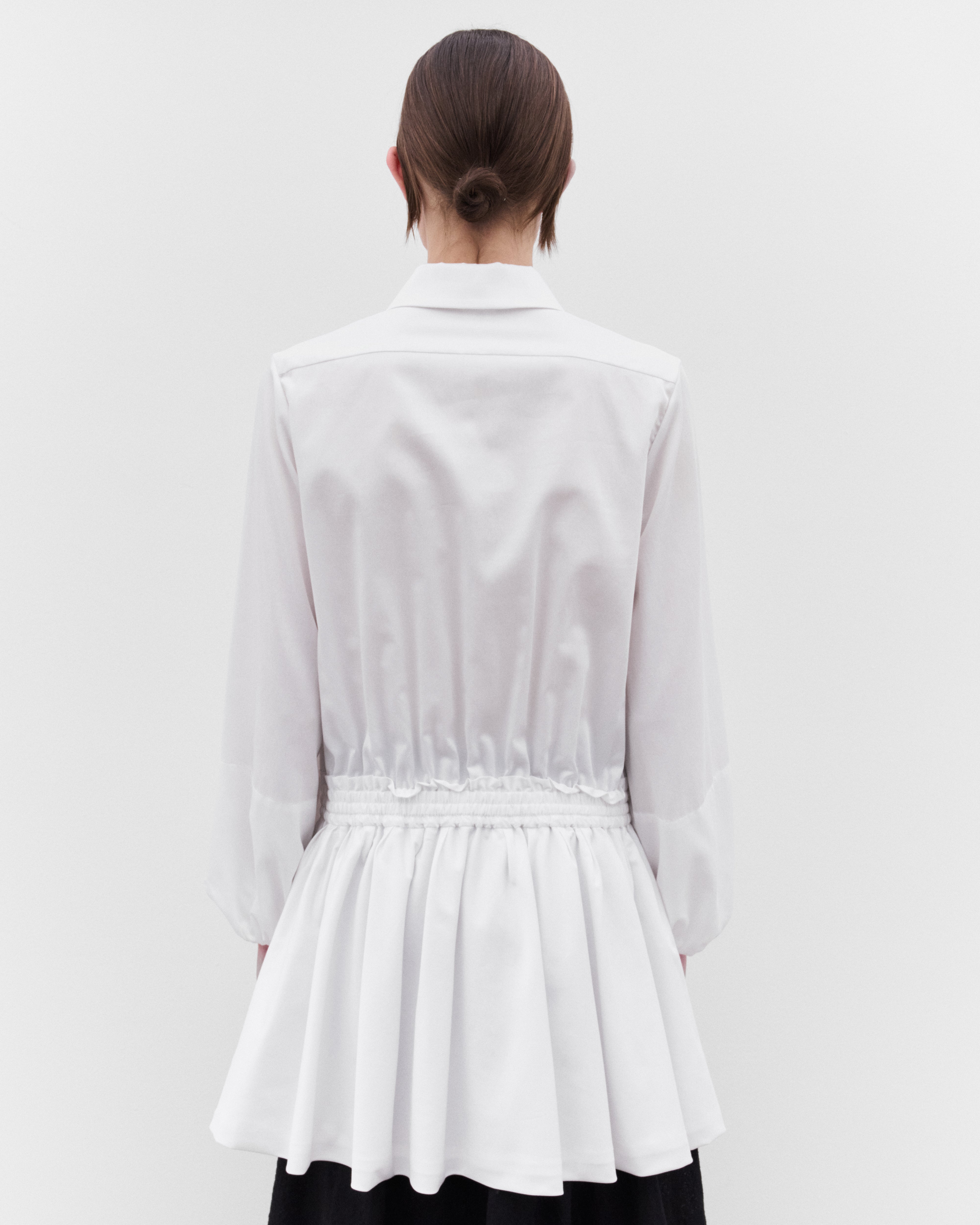 Noir Kei Ninomiya: Women's Shirred Waist Shirt Dress (White