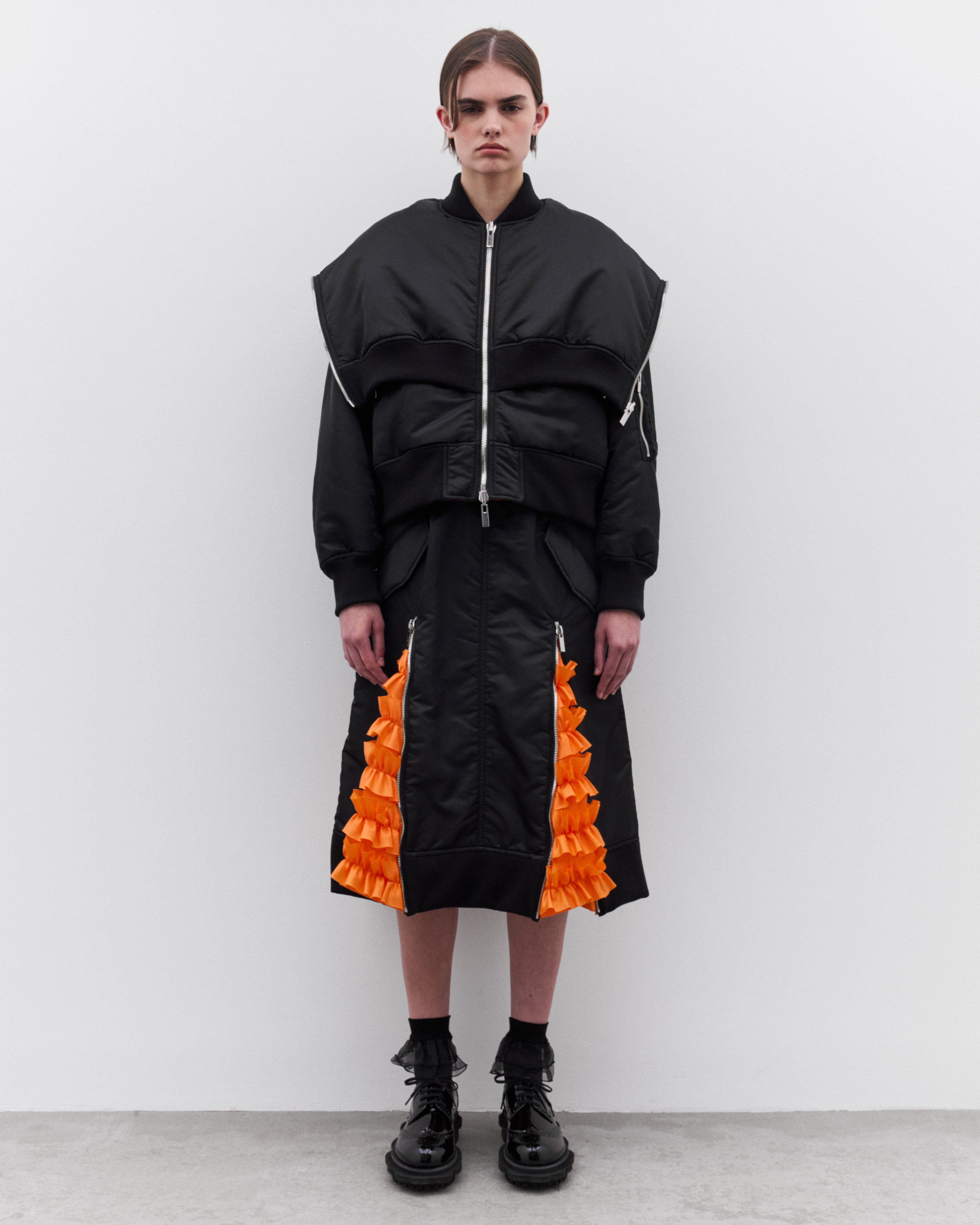 Noir Kei Ninomiya: Women's Zip Hood Bomber Jacket (Black) | DSML E