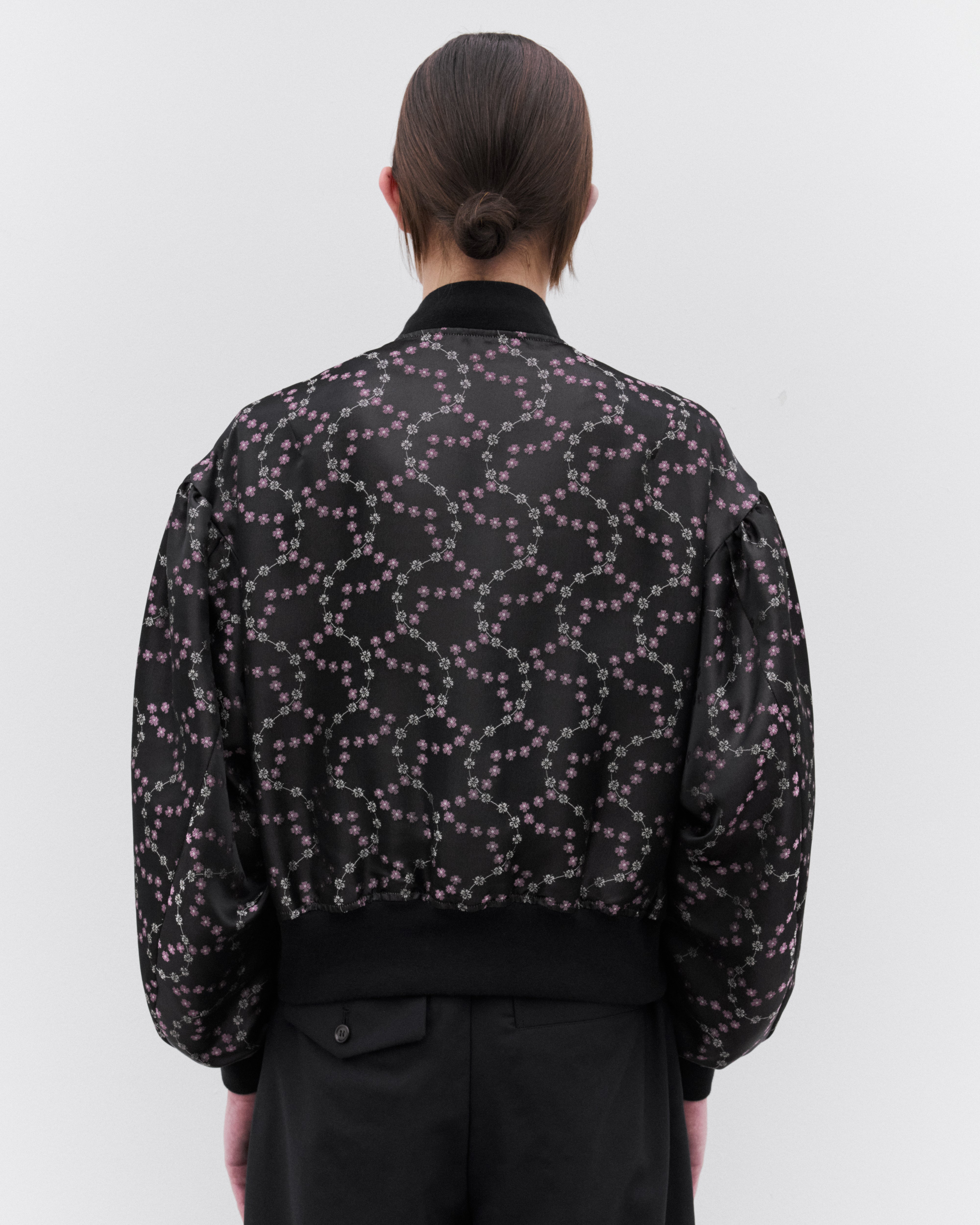 Noir Kei Ninomiya: Women's Floral Bomber Jacket (Black) | DSML E-SHOP