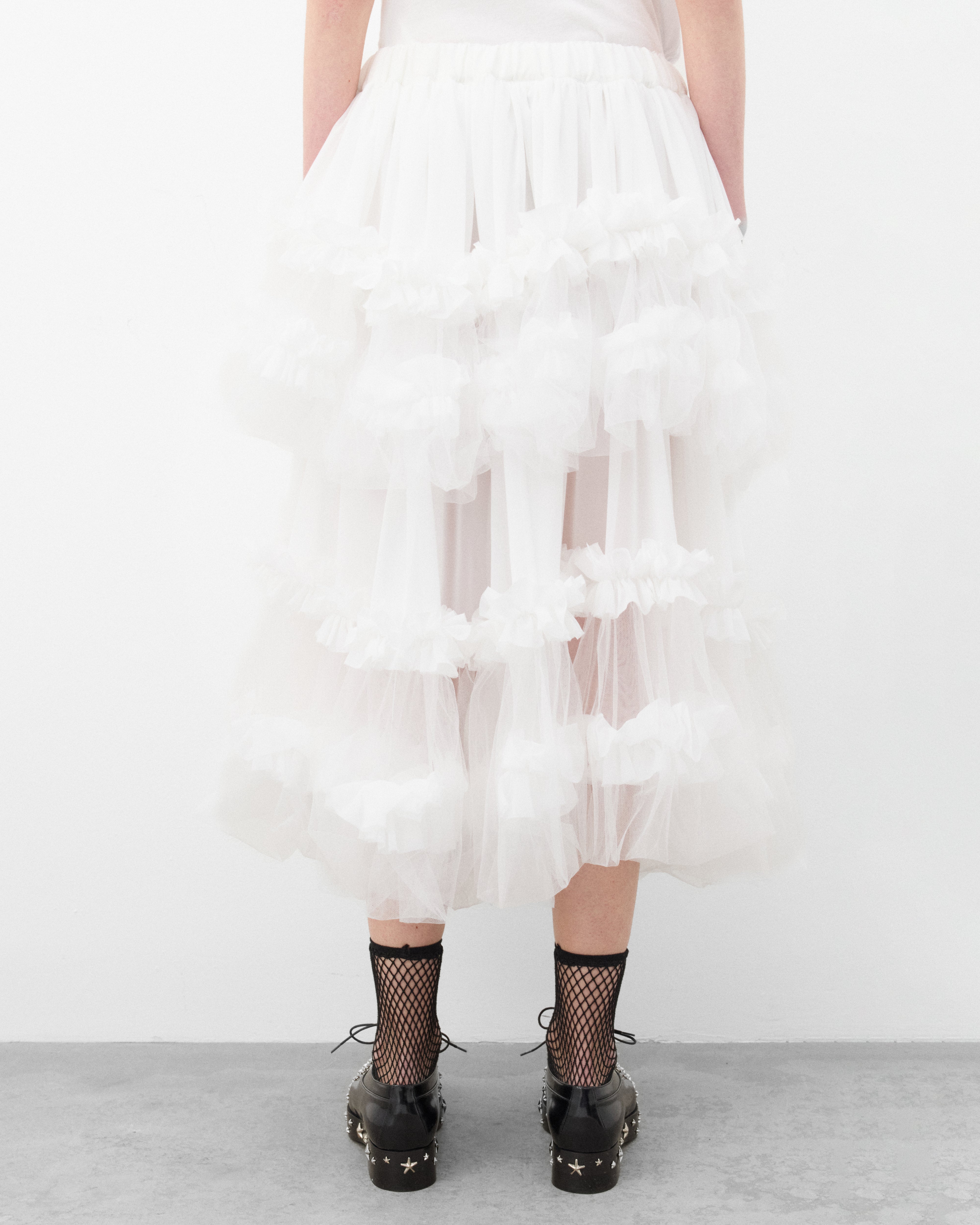 Noir Kei Ninomiya: Women's Tiered Tulle Skirt (White) | Dover