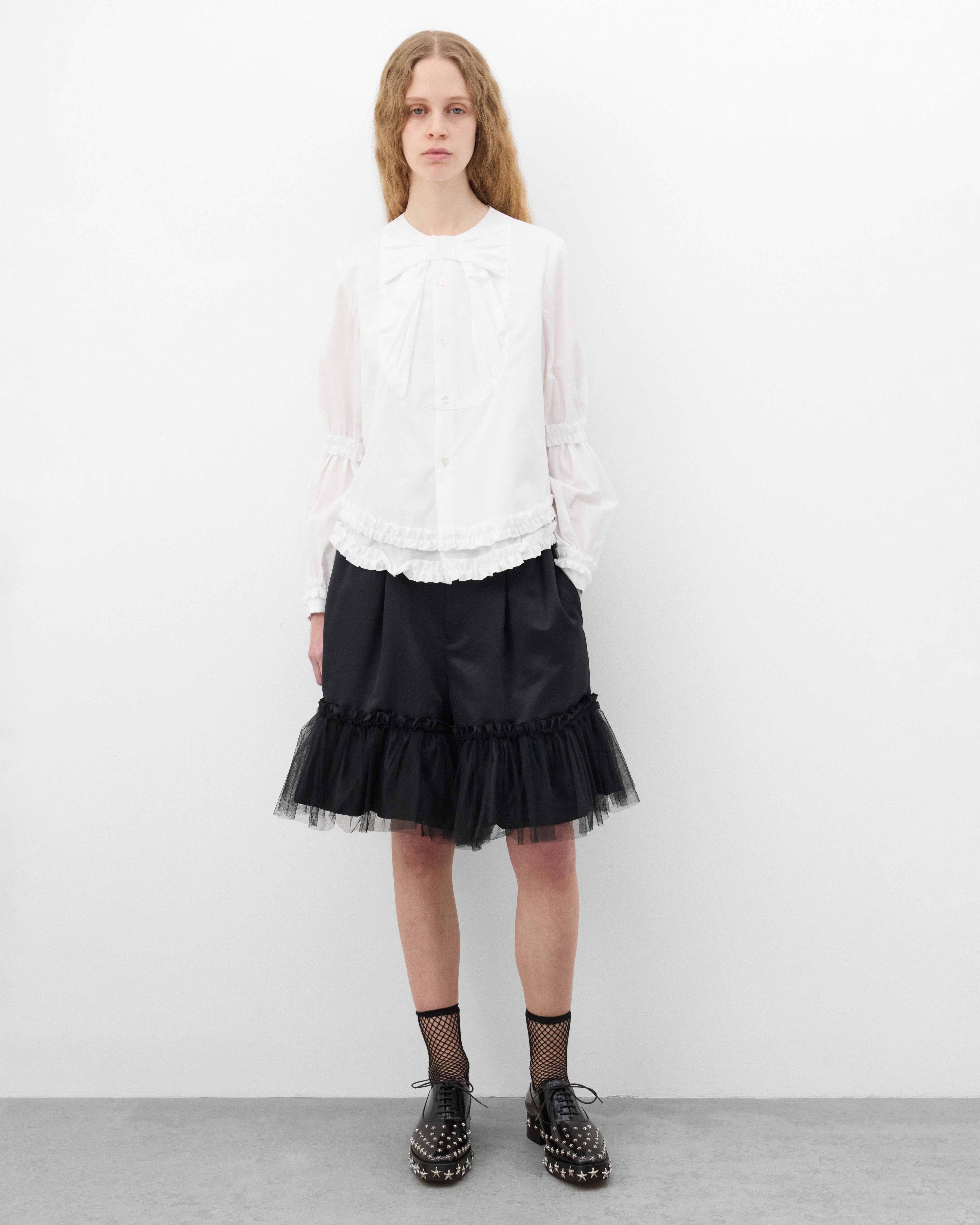 Noir Kei Ninomiya: Women's Ruffle Poplin Blouse (White) | Dover