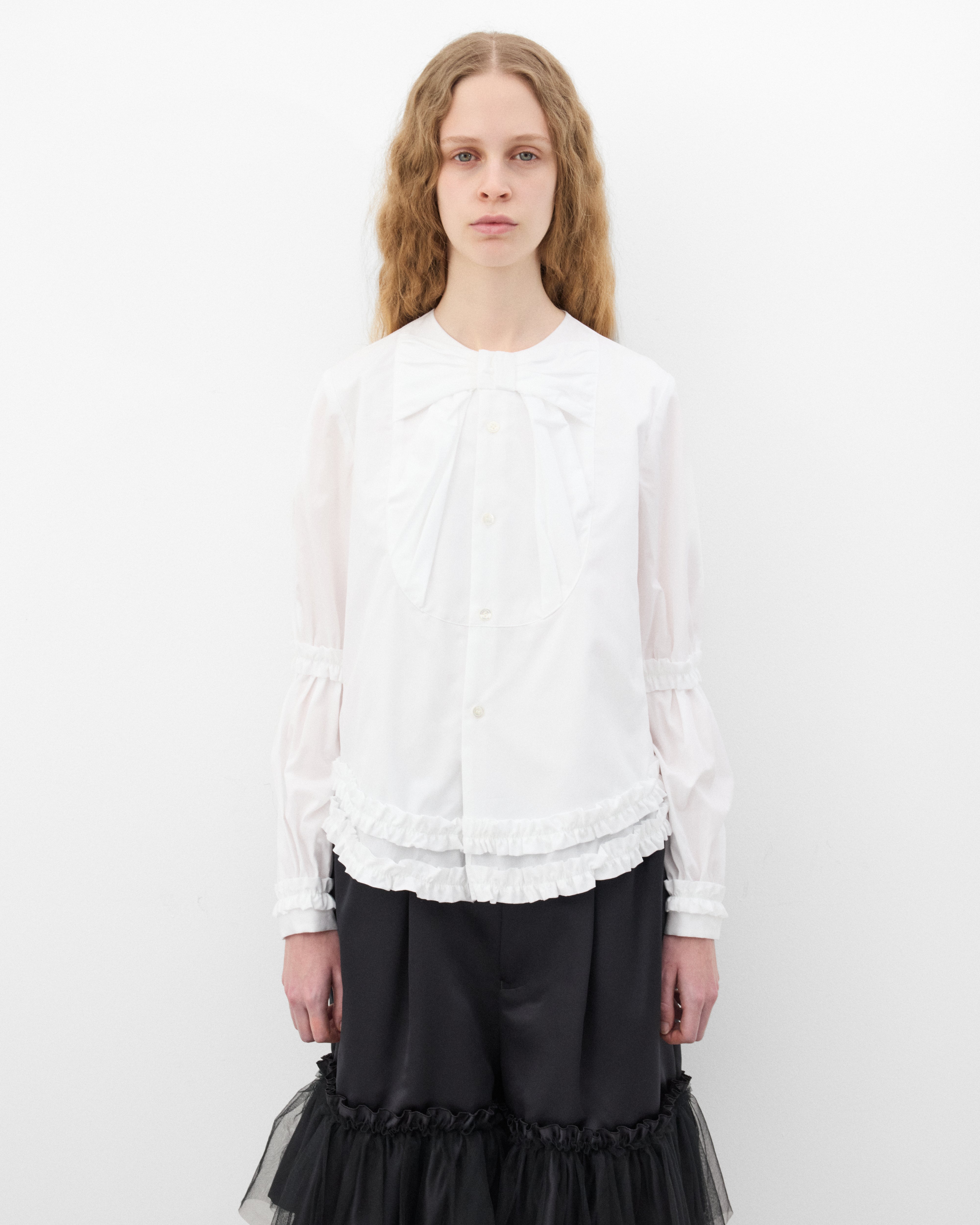 Noir Kei Ninomiya: Women's Ruffle Poplin Blouse (White) | Dover
