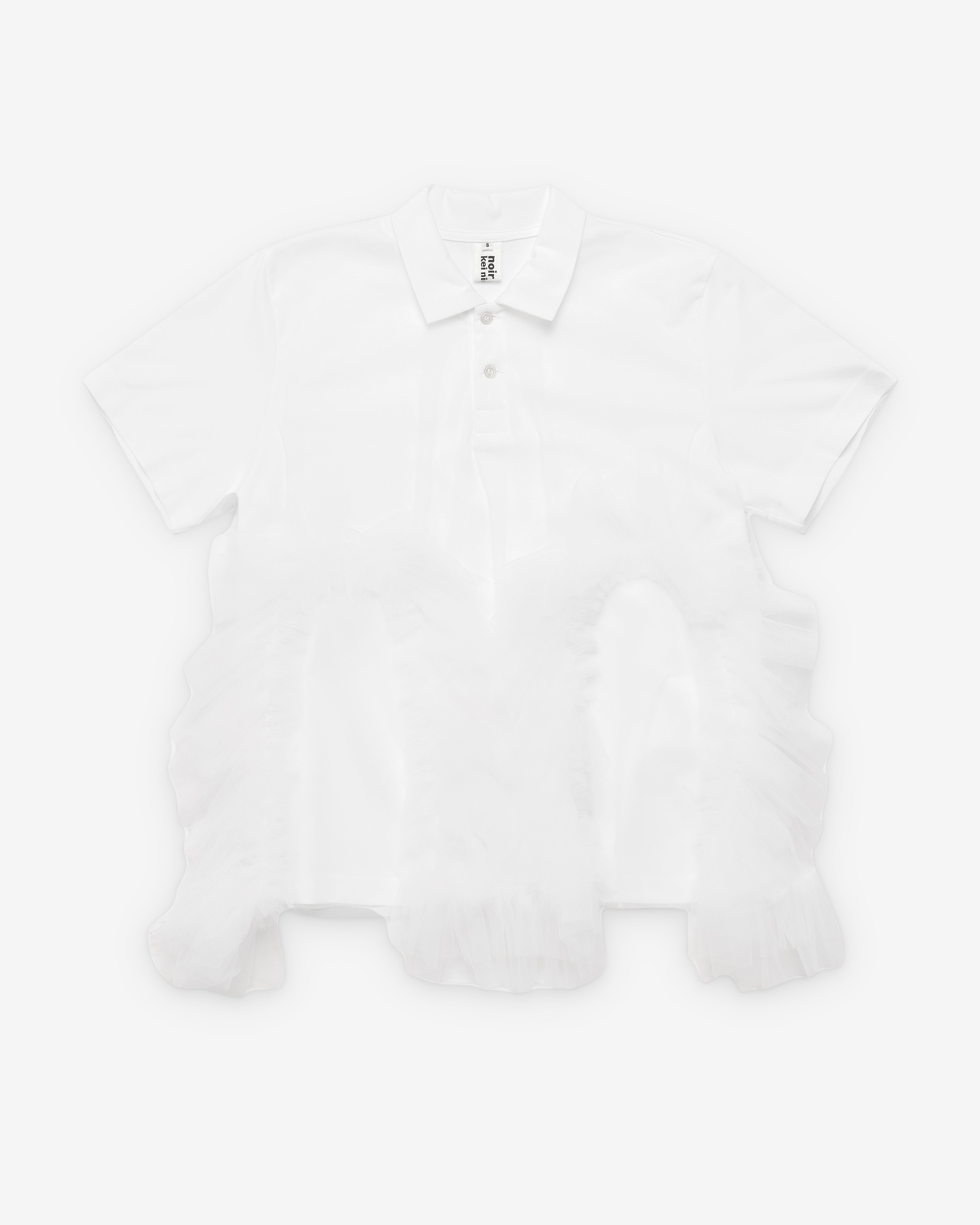 Noir Kei Ninomiya: Women's Tulle Polo Shirt (White) | Dover Street