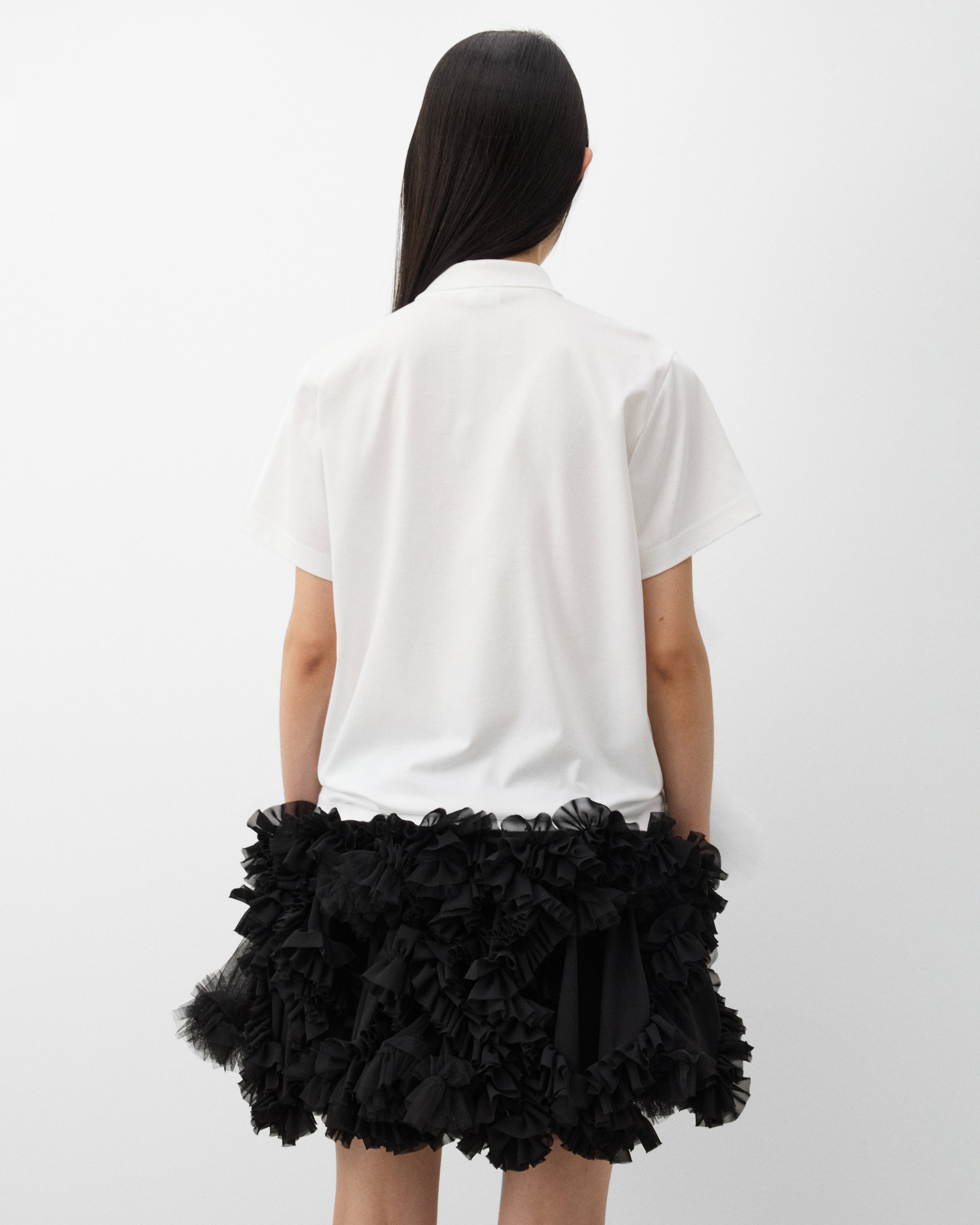 Noir Kei Ninomiya: Women's Tulle Polo Shirt (White) | Dover Street