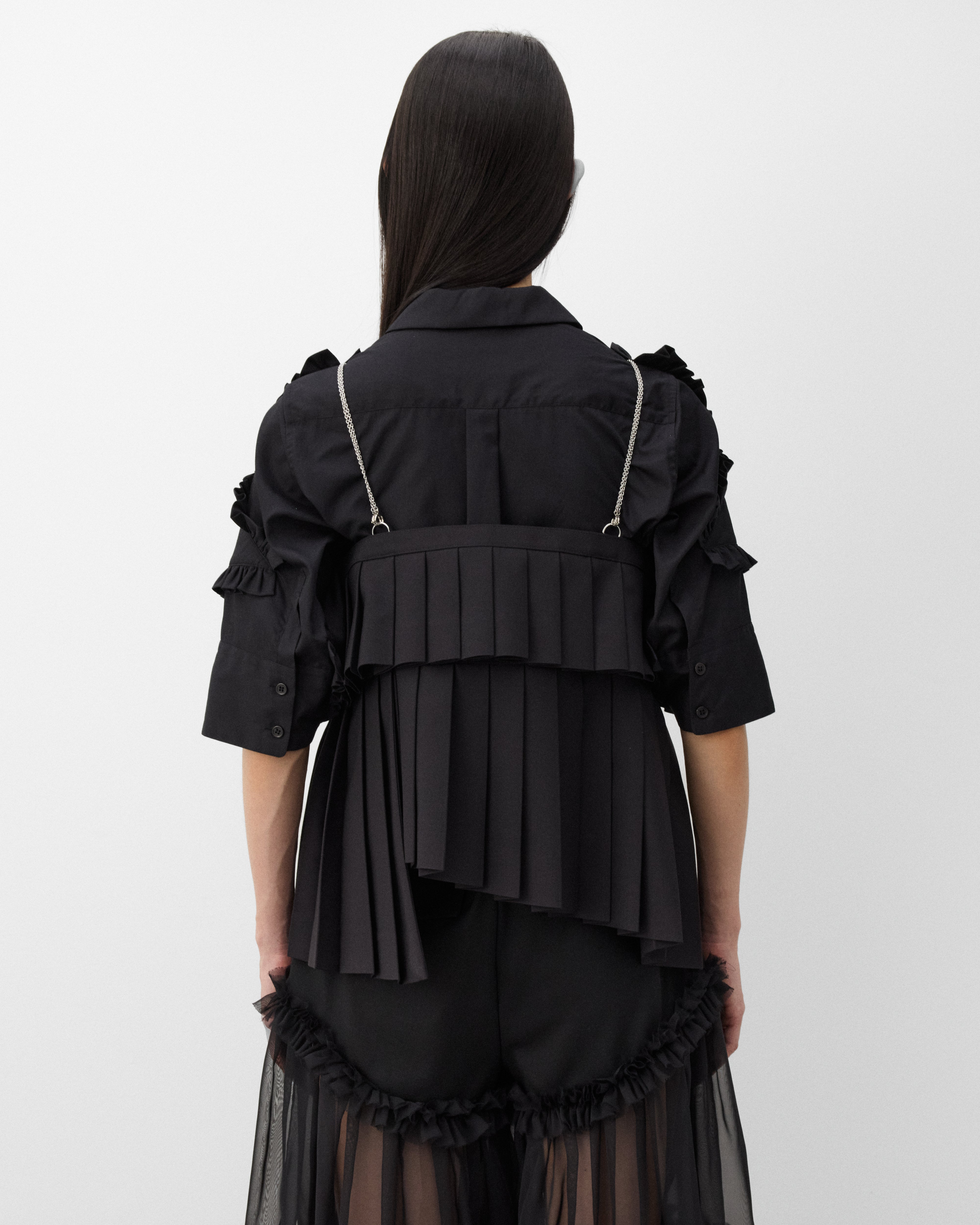 Noir Kei Ninomiya: Women's Tiered Pleated Top (Black) | Dover
