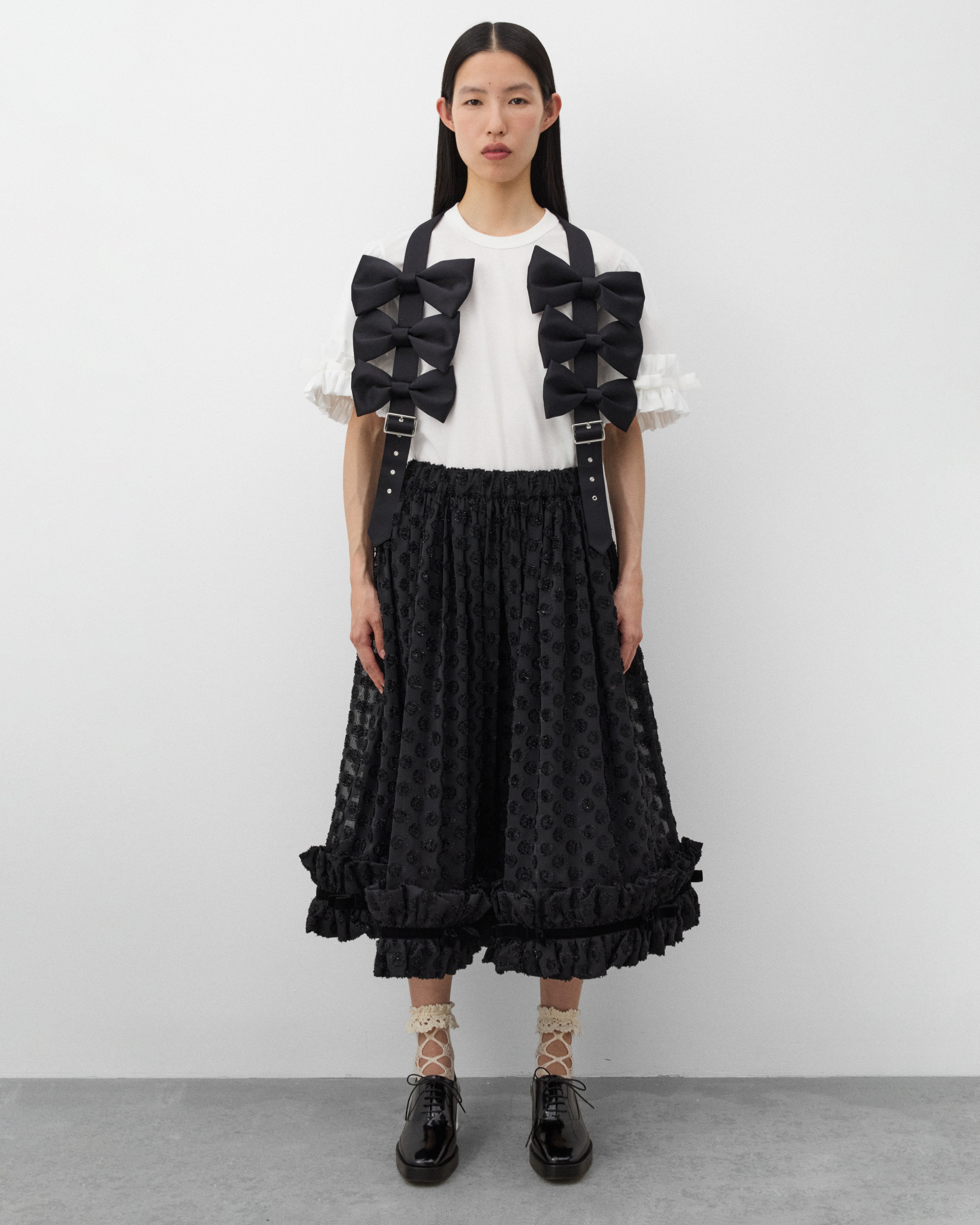 Noir Kei Ninomiya: Women's Ruffle Sleeve T-Shirt (White) | Dover