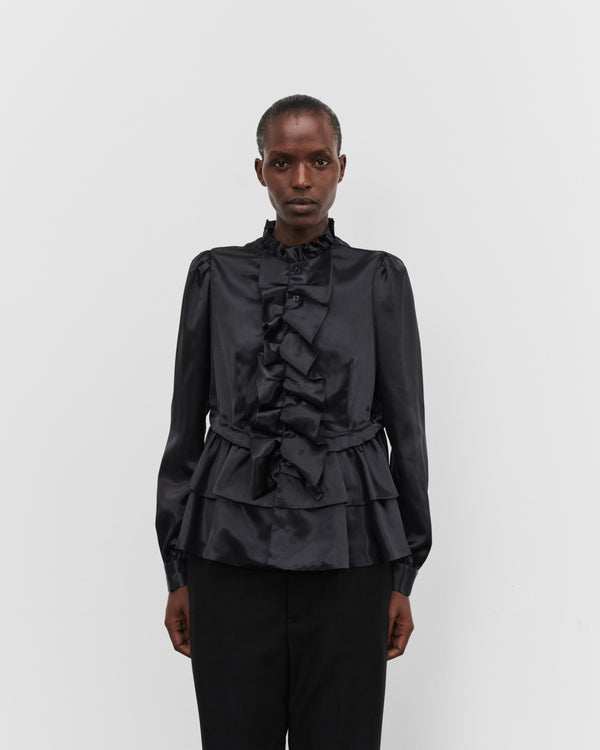 Noir Kei Ninomiya - Women's Tiered Ruffle Satin Blouse - (Black)