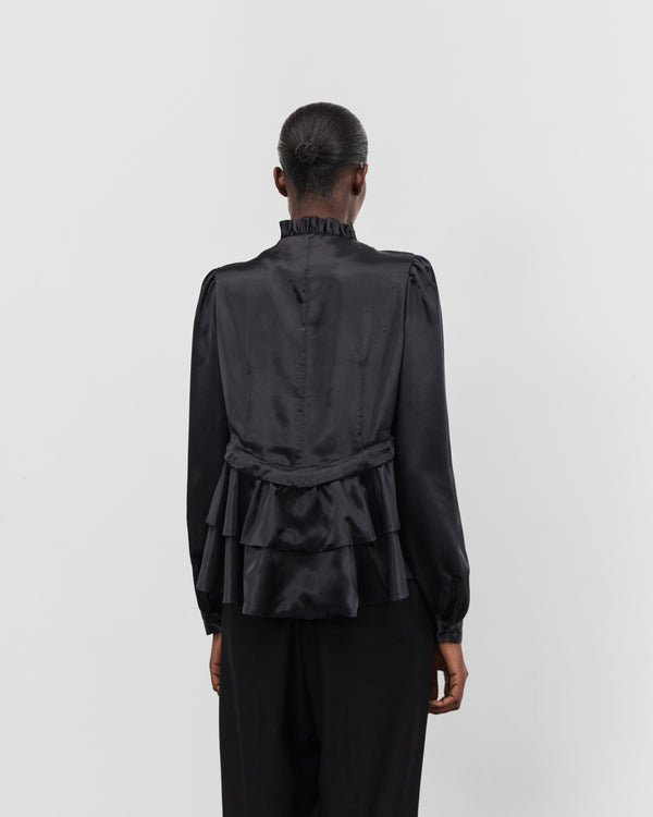 Noir Kei Ninomiya - Women's Tiered Ruffle Satin Blouse - (Black)