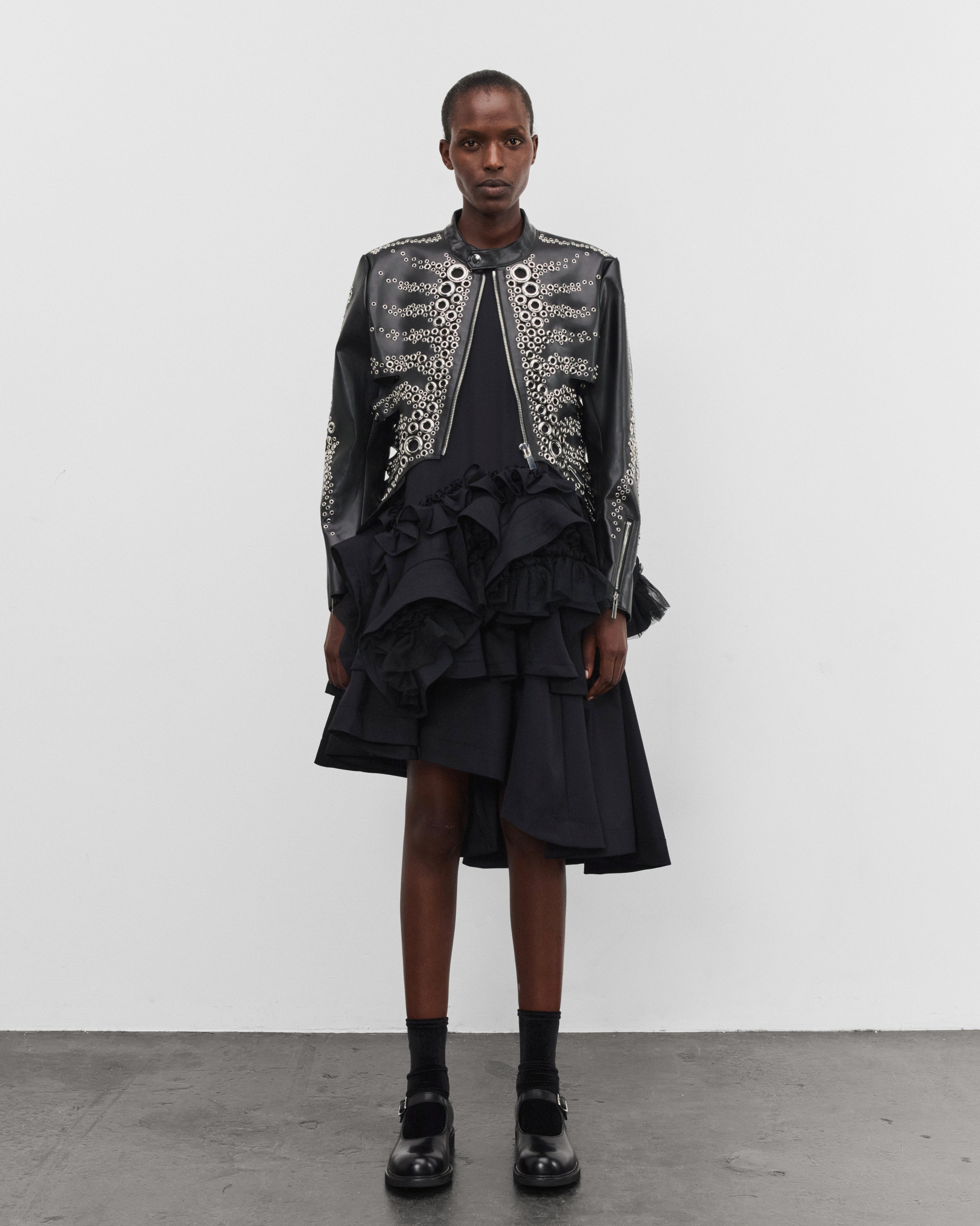 Noir Kei Ninomiya: Women's Skeletal Eyelet Jacket (Black) | Dover
