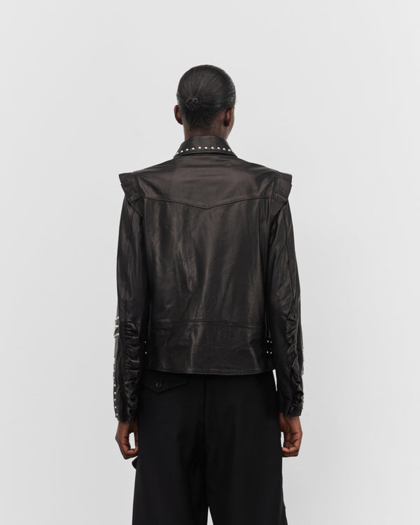 Noir Kei Ninomiya - Women's Leather Studded Biker Jacket - (Black)