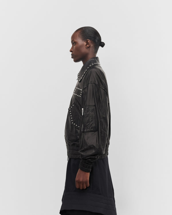 Noir Kei Ninomiya - Women's Studded Leather Jacket - (Black)