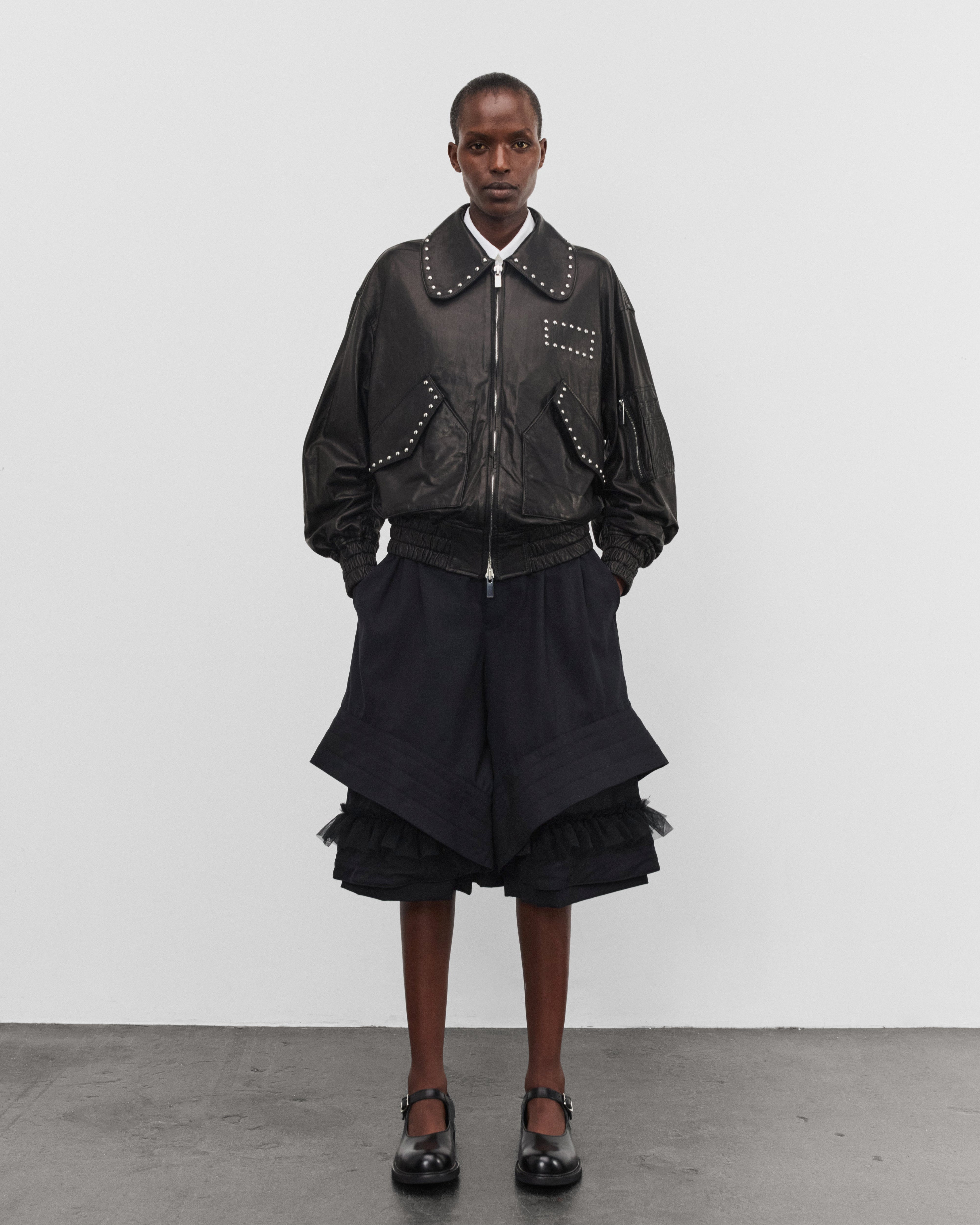 Noir Kei Ninomiya: Women's Tiered Tulle Shorts (Black) | Dover