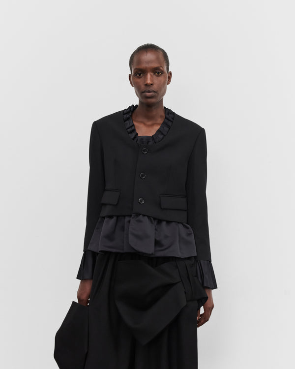 Noir Kei Ninomiya - Women's Satin Ruffle Trim Blazer - (Black)