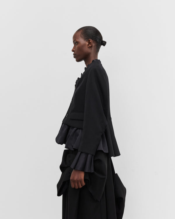 Noir Kei Ninomiya - Women's Satin Ruffle Trim Blazer - (Black)