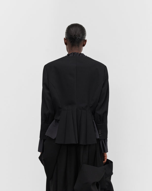Noir Kei Ninomiya - Women's Satin Ruffle Trim Blazer - (Black)