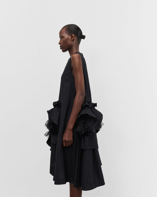 Noir Kei Ninomiya - Women's  Asymmetric Ruffle Dress - (Black)