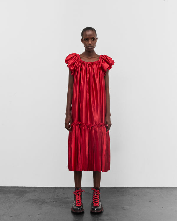 Noir Kei Ninomiya - Women's Gathered Satin Dress - (Red)