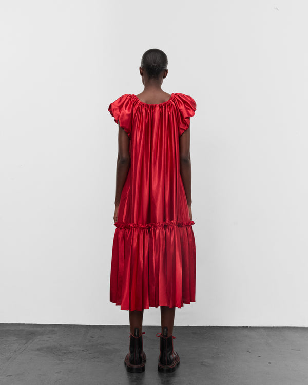 Noir Kei Ninomiya - Women's Gathered Satin Dress - (Red)