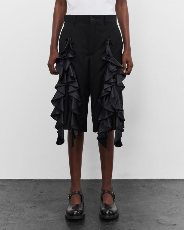 Noir Kei Ninomiya - Women's Cropped Zip Ruffle Trousers - (Black
