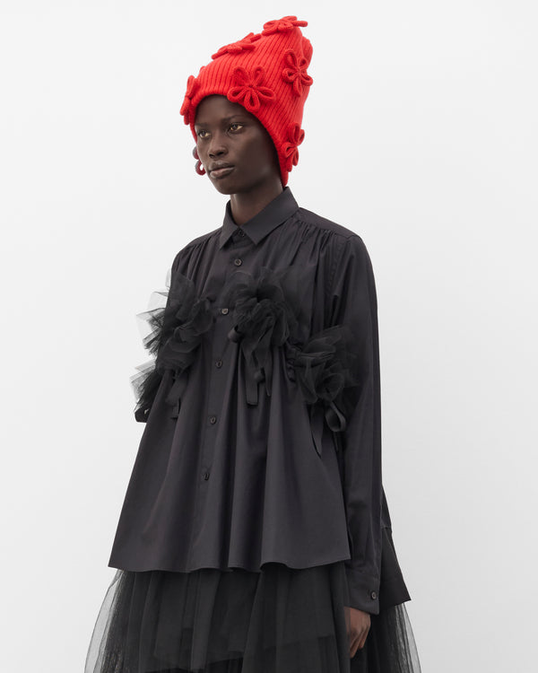 Noir Kei Ninomiya - Women's Tulle Hem Blouse - (Black)