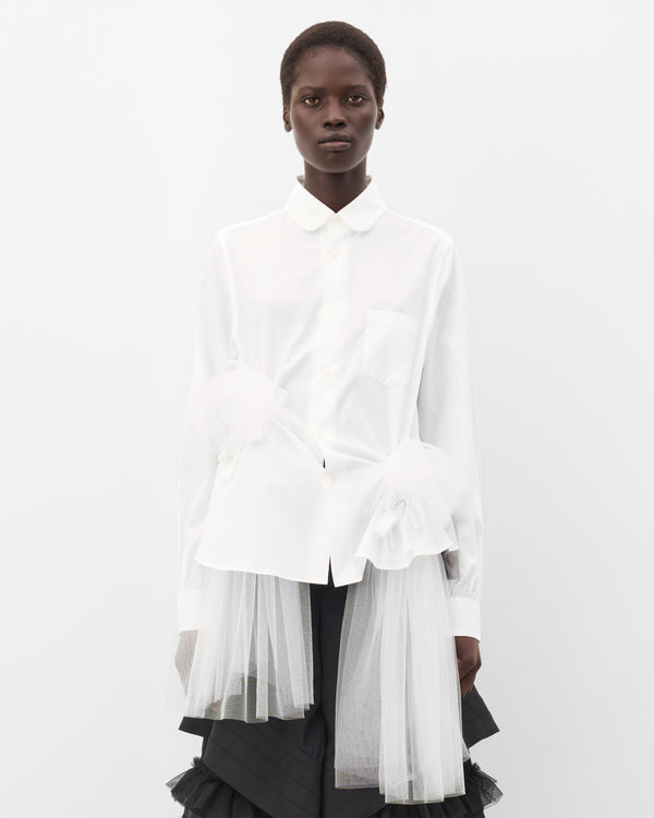 Noir Kei Ninomiya - Women's Tulle Hem Blouse - (White)