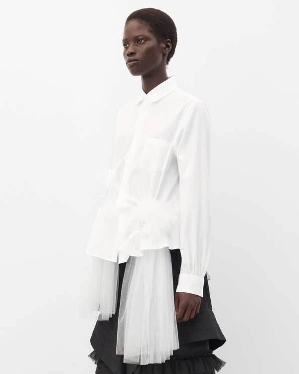 Noir Kei Ninomiya - Women's Tulle Hem Blouse - (White)