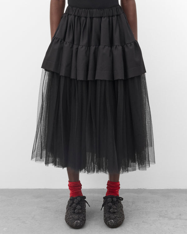Noir Kei Ninomiya - Women's Wool & Tulle Skirt - (Black)