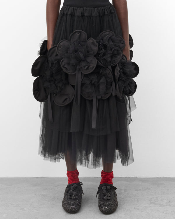 Noir Kei Ninomiya - Women's Floral Tulle Tutu Skirt - (Black)