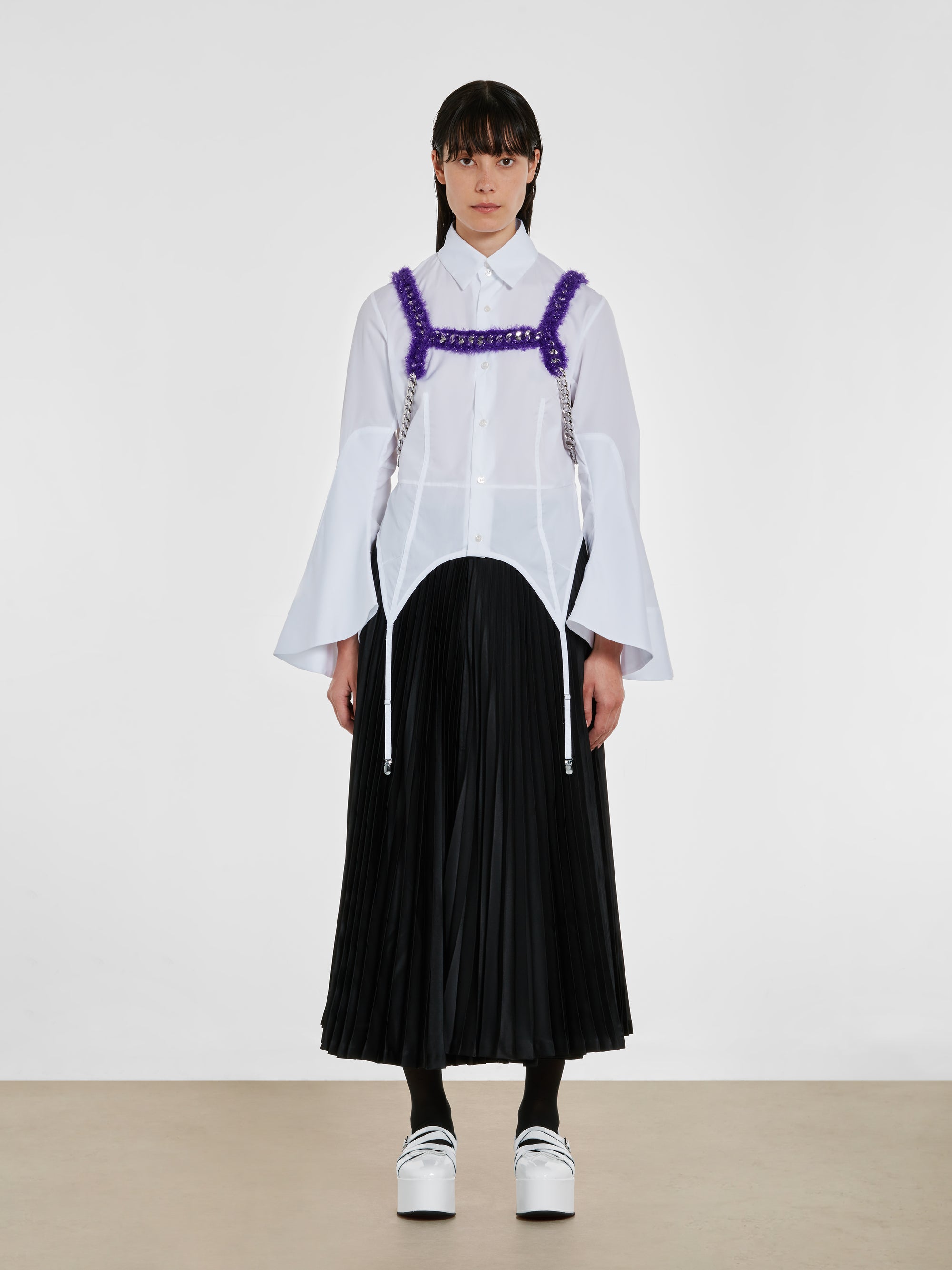 Noir Kei Ninomiya - Women’s Satin Pleated Skirt - (Black) view 5