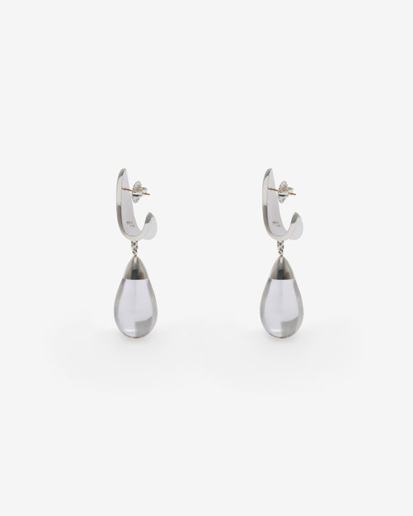 Old Jewelry - Lobe Loop Lucite Sways - (Silver)