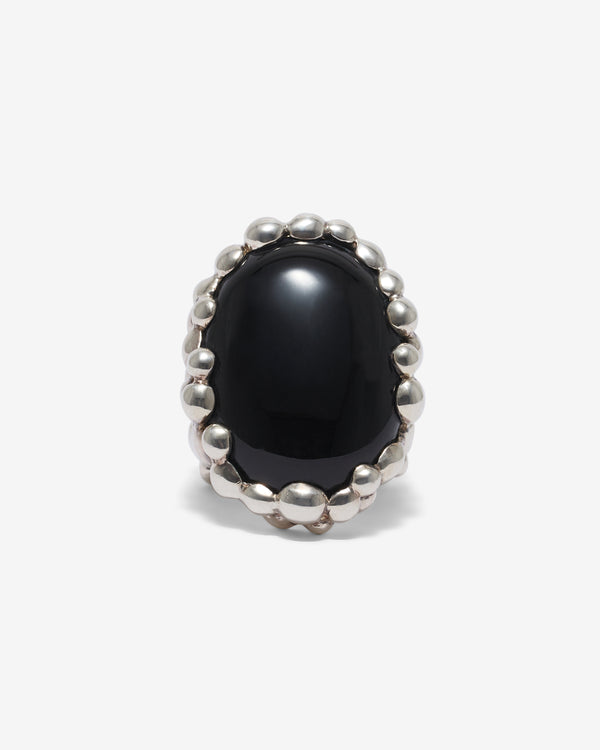 Old Jewelry - Onyx Pebble Plinth Ring - (Silver)
