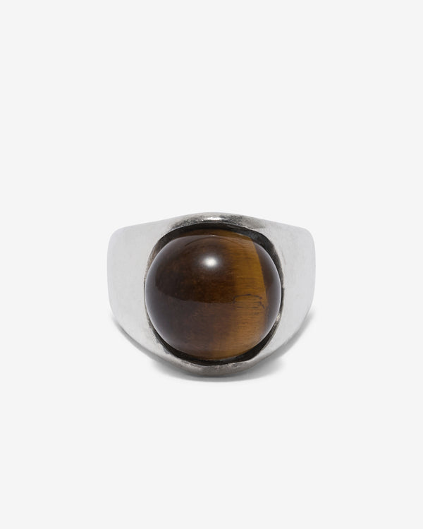 Old Jewelry - Modernist Tigers Eye Orb Ring - (Silver)