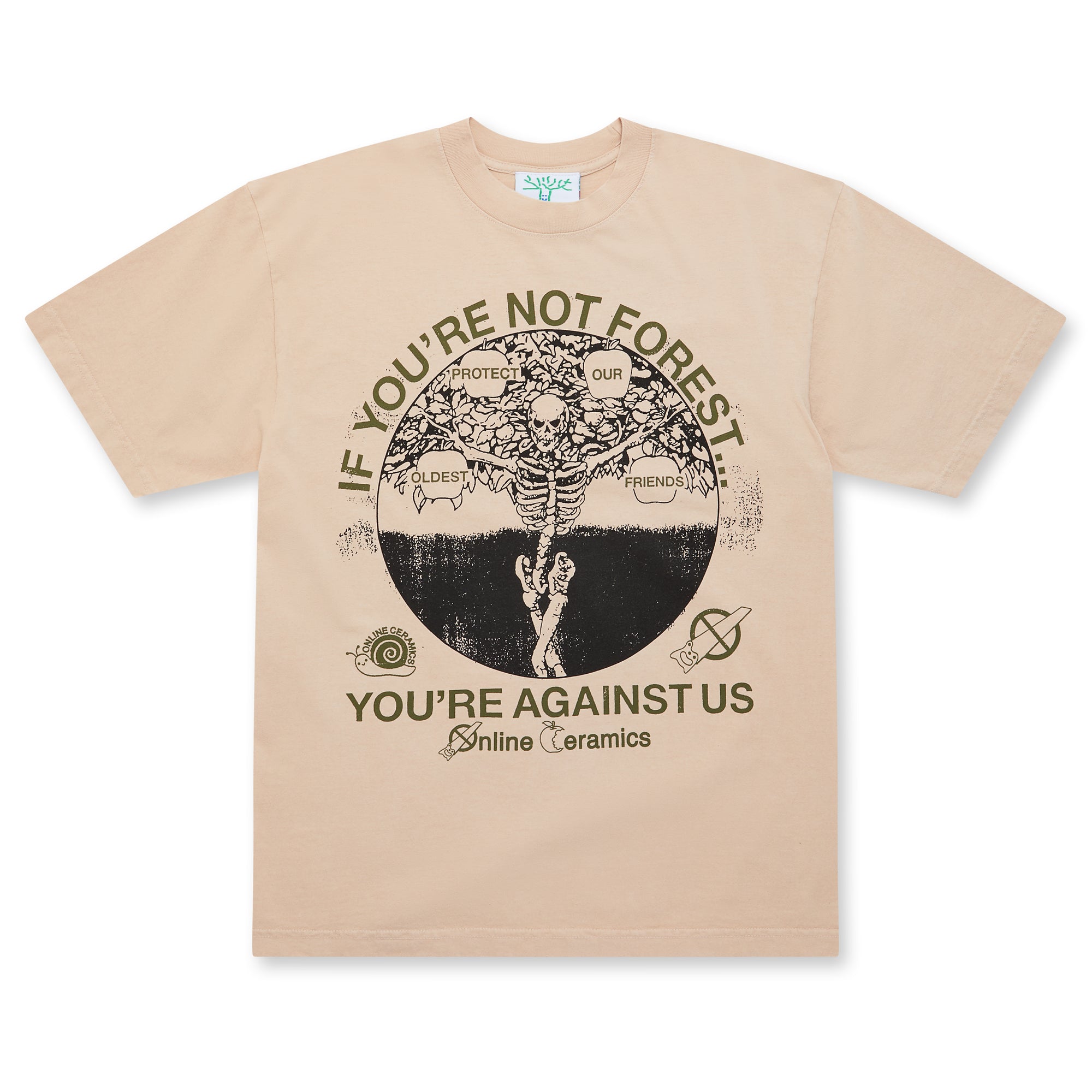 Online Ceramics -  Forest Or Against Us Tee - (Beige) view 1