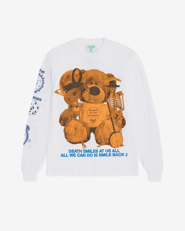 Online Ceramics - Men’s Death Smiles At Us All Long Sleeves Tee - (White)
