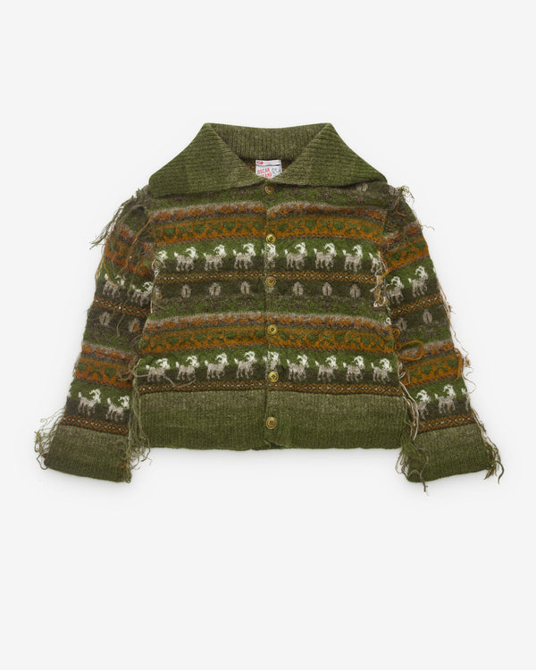 Oscar Ouyang - Men’s Fair Isle Sheep Knit Cardigan - (Khaki)