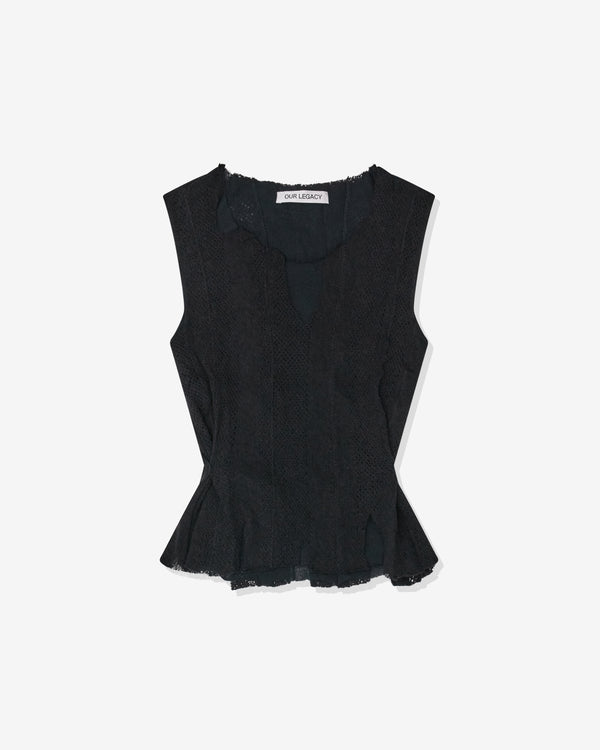 Our Legacy - Women's Ragged Vest - (Black Crochet Stripe)